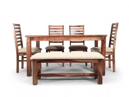 Alexa 6 Seater Dining Table with 4 Chairs and Bench